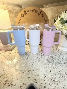 40 oz Insulated Travel Mugs with Handle-Set of 3
